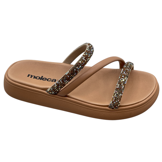 Chinelo Slide Rasteira Tiras Strass Moleca 5469.121.25420