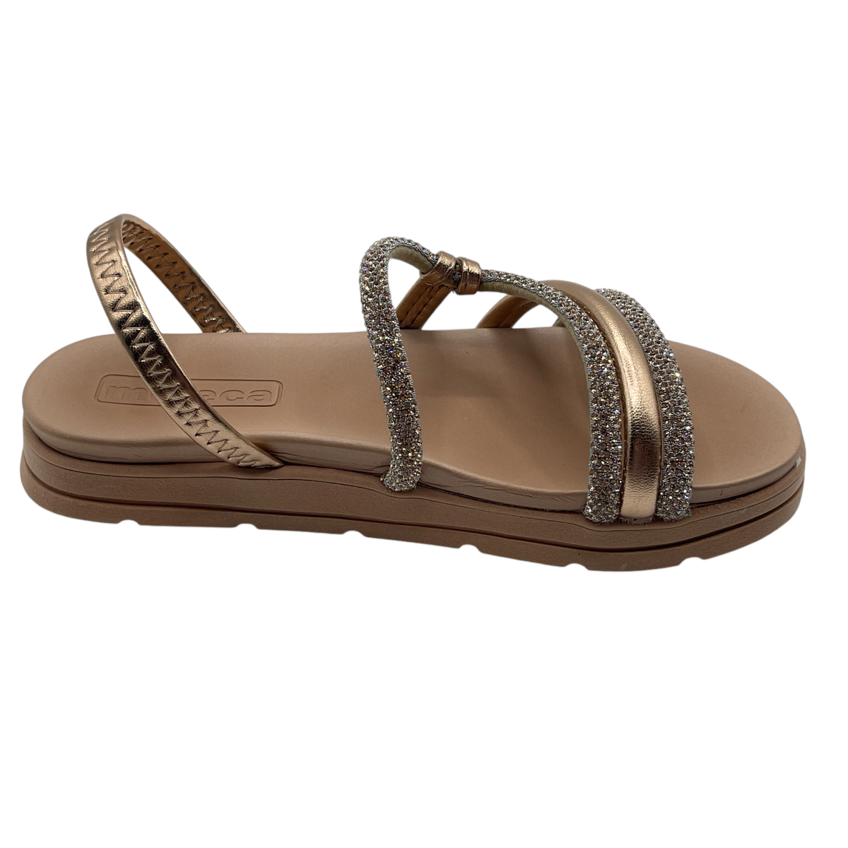 Sandália Feminina Papete Flatform Strass Moleca 5490.113