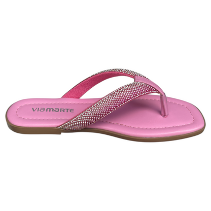 Chinelo Feminino Rasteirinha Dedo Strass Via Marte 173-018-01