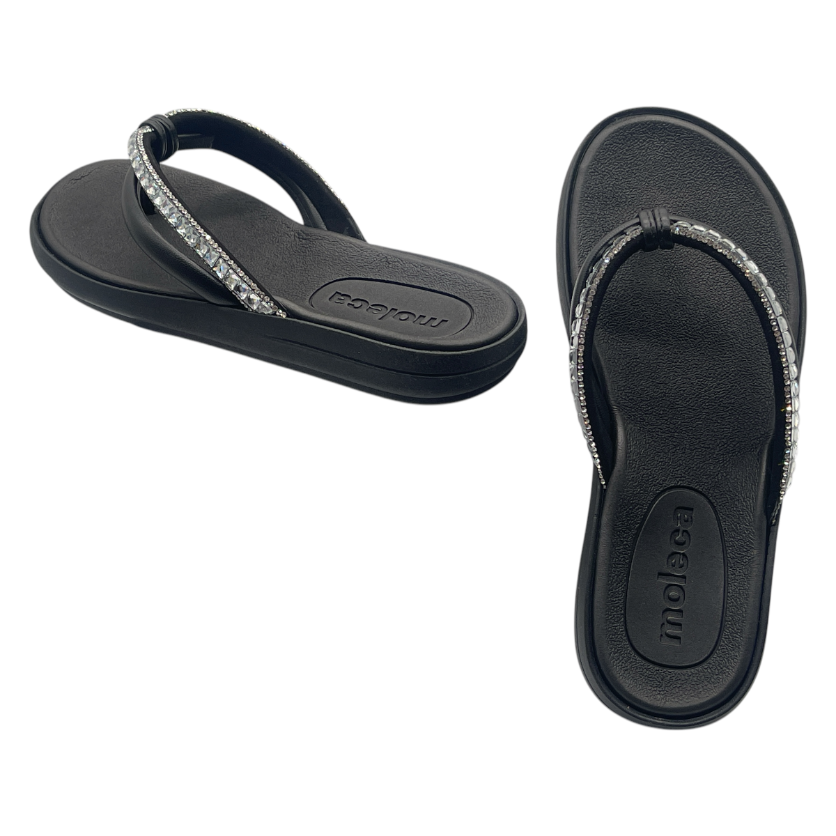 Chinelo Tamanco Feminino Dedo Pedras Strass Moleca 5525.102