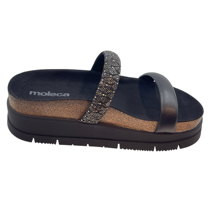 Chinelo Tamanco Slide Feminino Flatform Strass Moleca 5513.105
