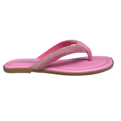 Chinelo Feminino Rasteirinha Dedo Strass Via Marte 173-018-01