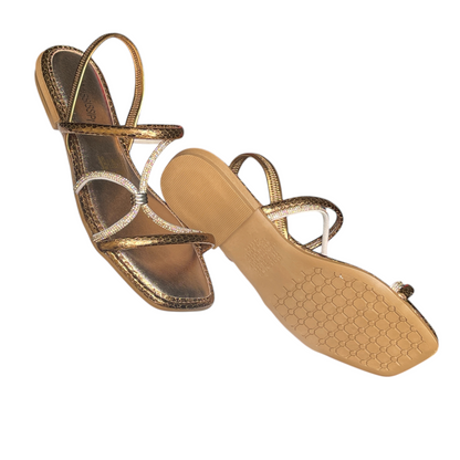 Sandália Feminina Rasteirinha Strass Metalizada Mississipi MC791