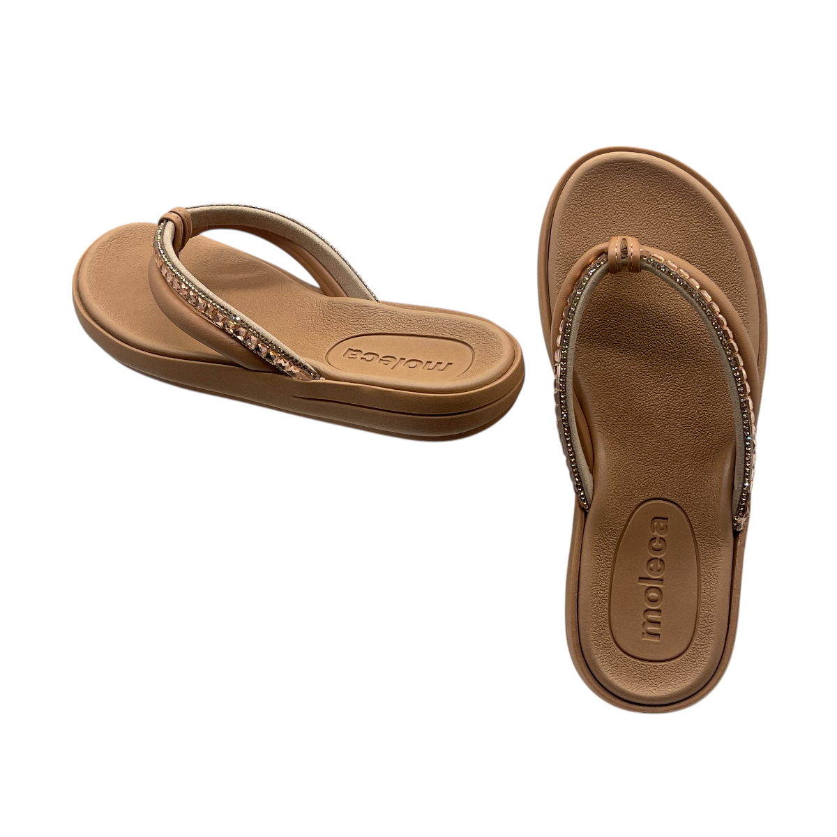 Chinelo Tamanco Feminino Dedo Pedras Strass Moleca 5525.102