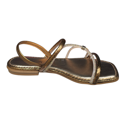 Sandália Feminina Rasteirinha Strass Metalizada Mississipi MC791