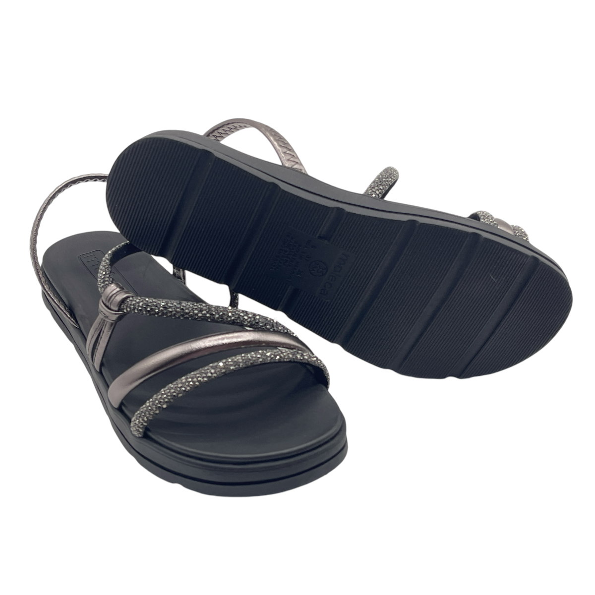 Sandália Feminina Papete Flatform Strass Moleca 5490.113