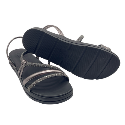 Sandália Feminina Papete Flatform Strass Moleca 5490.113