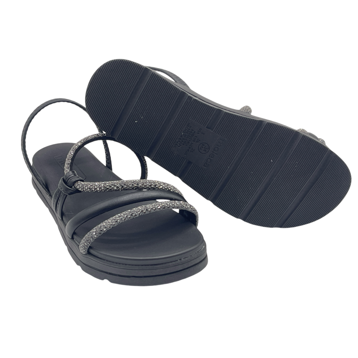 Sandália Feminina Papete Flatform Strass Moleca 5490.113