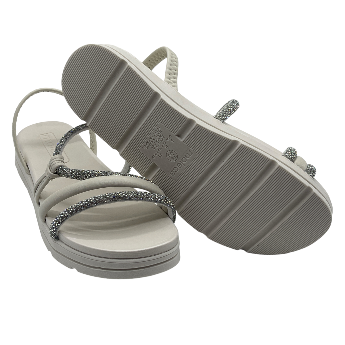 Sandália Feminina Papete Flatform Strass Moleca 5490.113