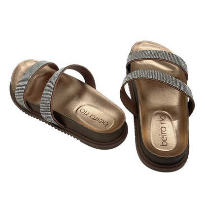 Sandália Rasteira Slide Strass Metalizado Beira Rio 8523.106.18962