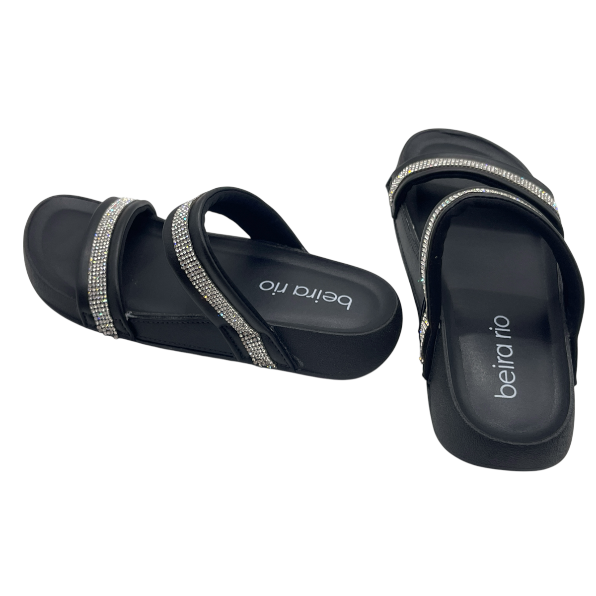 Sandália Feminina Slide Tiras Strass Conforto Beira Rio 8542.100