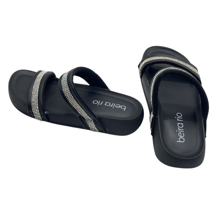 Sandália Feminina Slide Tiras Strass Conforto Beira Rio 8542.100