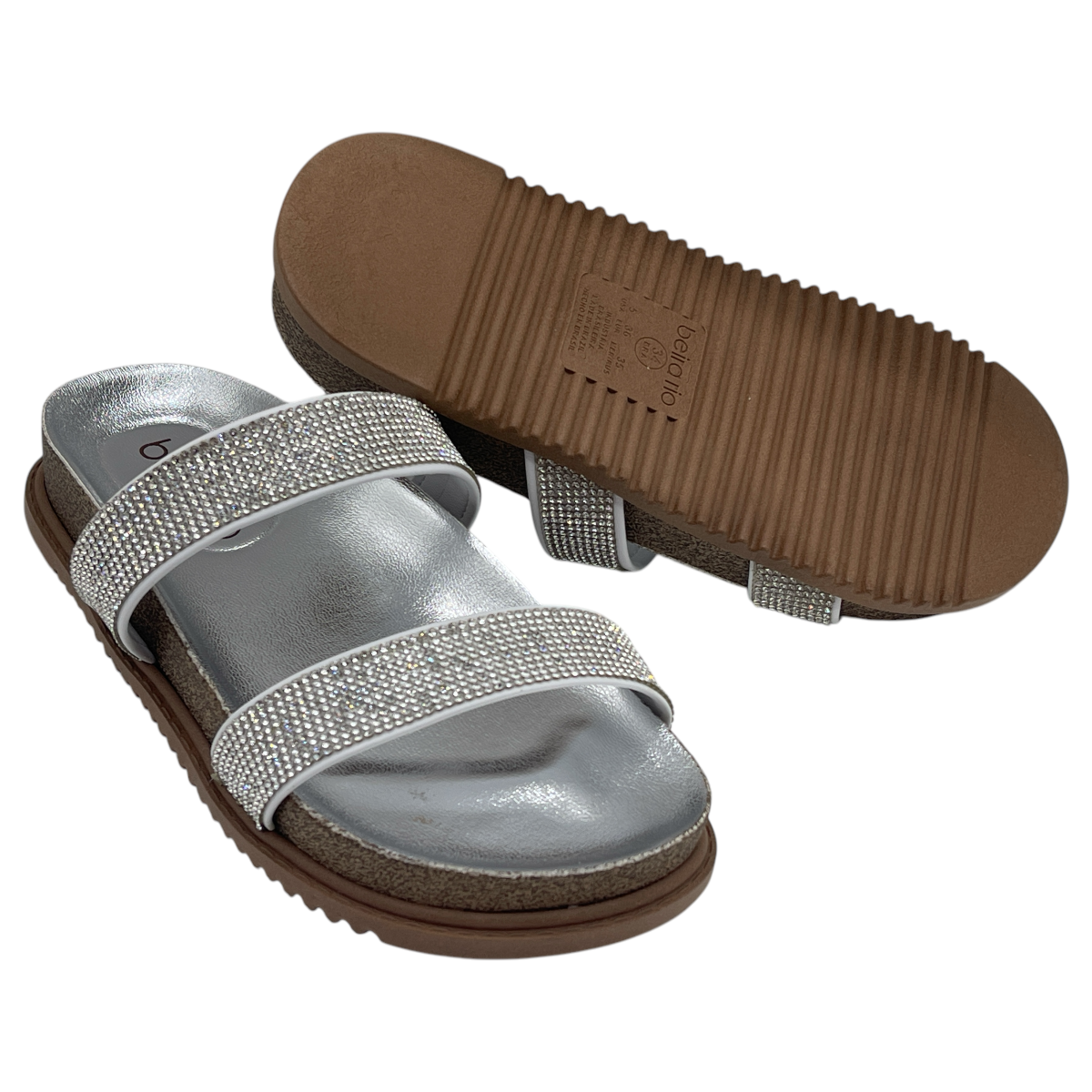 Sandália Rasteira Slide Strass Metalizado Beira Rio 8523.106.18962