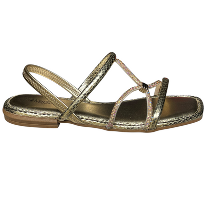 Sandália Feminina Rasteirinha Strass Metalizada Mississipi MC791