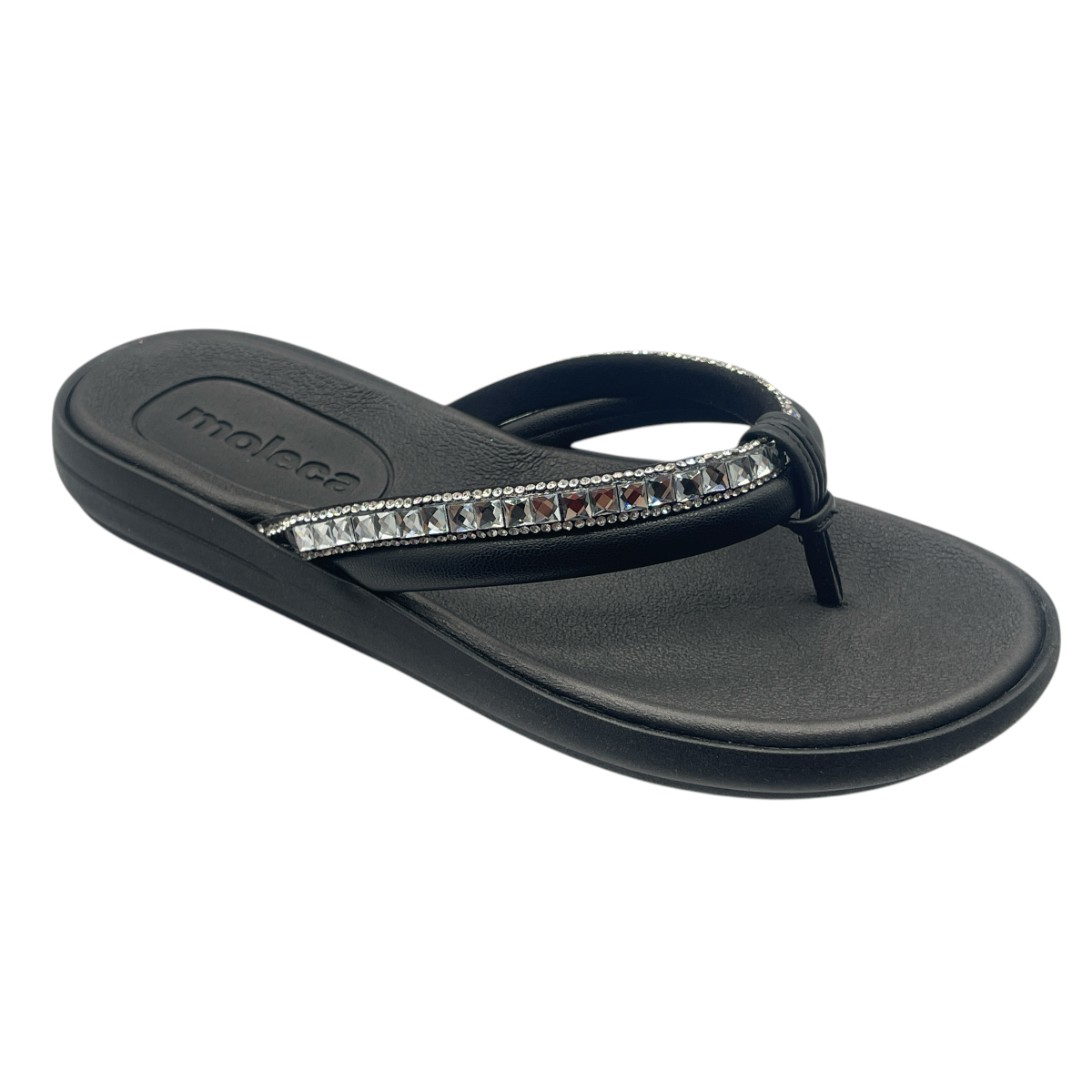 Chinelo Tamanco Feminino Dedo Pedras Strass Moleca 5525.102