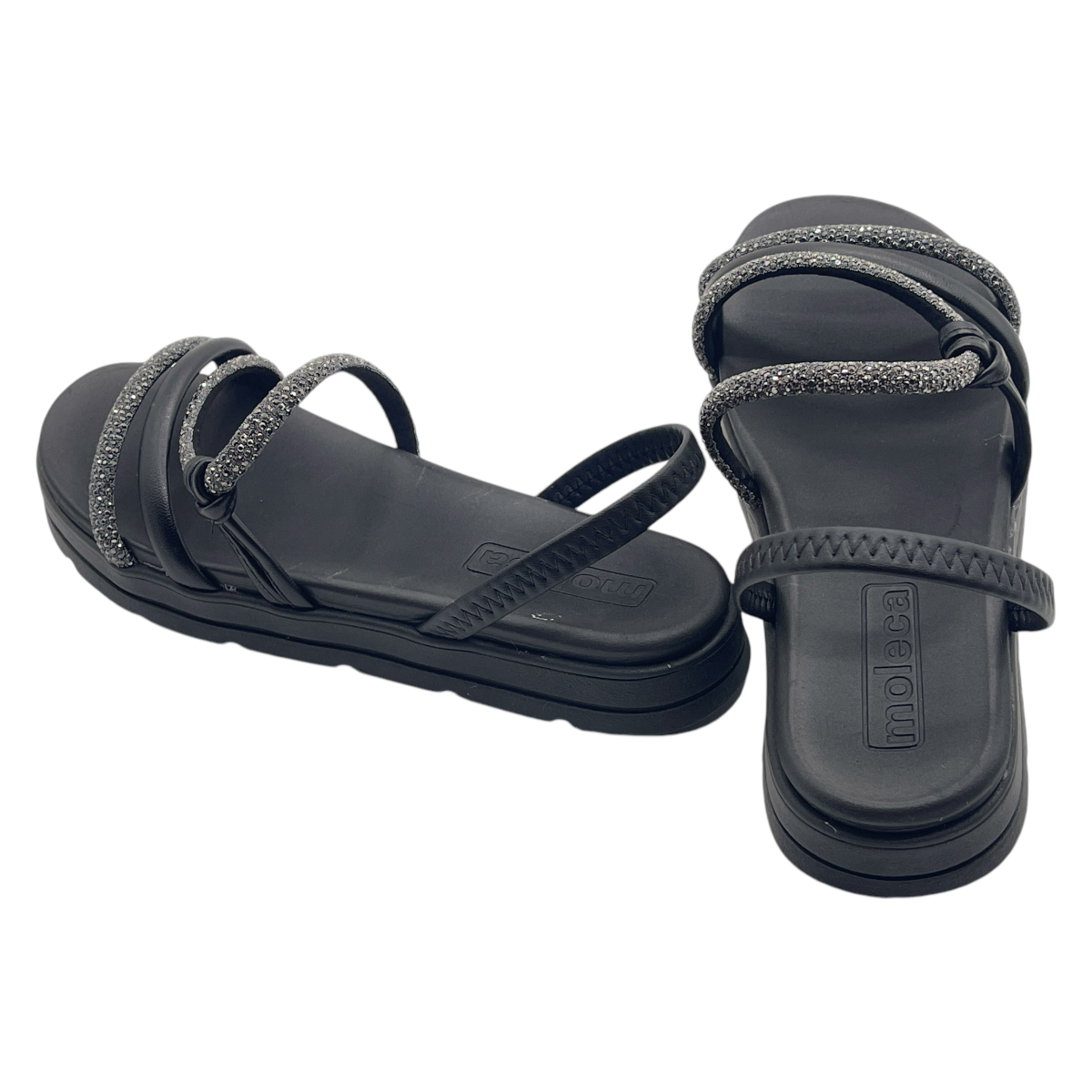 Sandália Feminina Papete Flatform Strass Moleca 5490.113