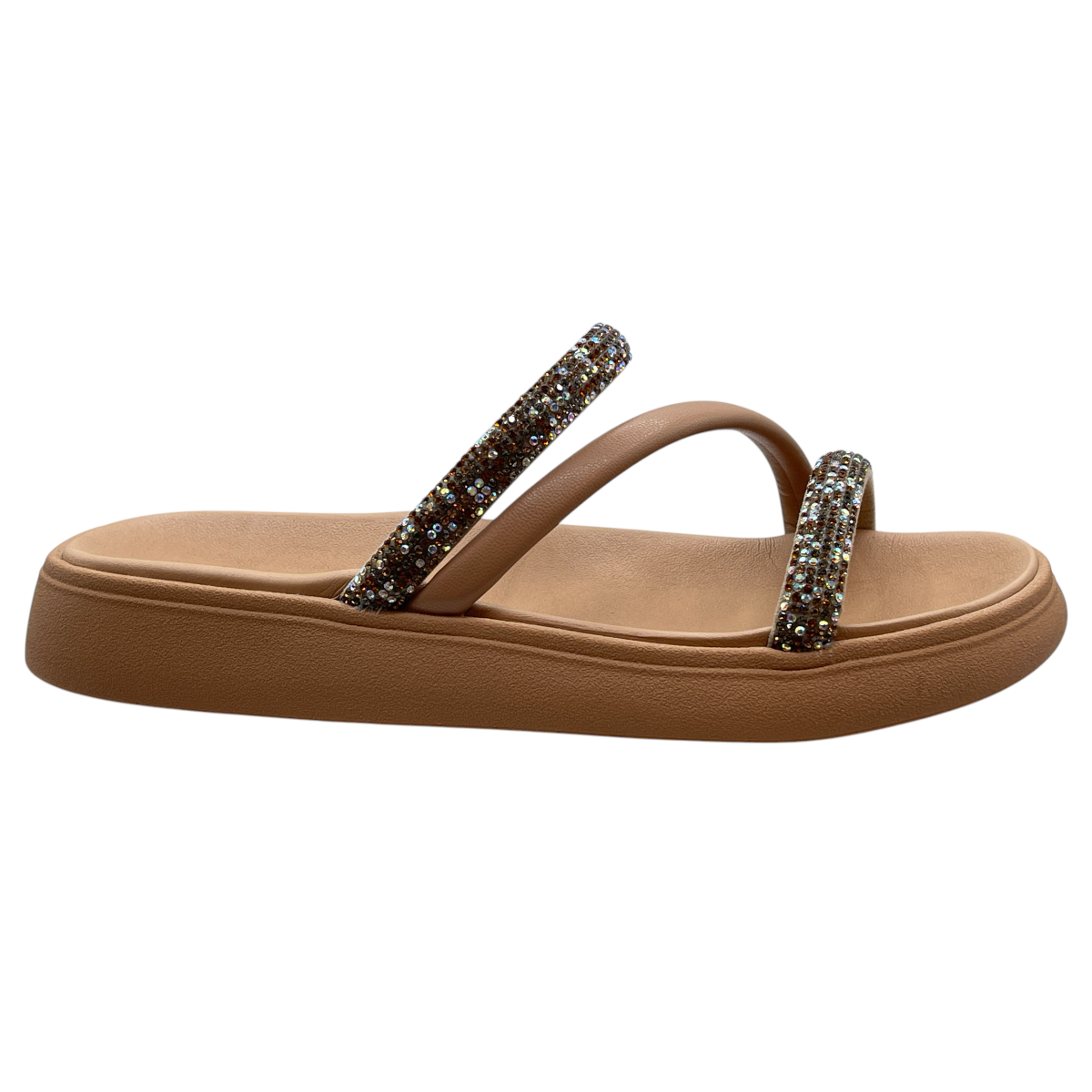 Chinelo Slide Rasteira Tiras Strass Moleca 5469.121.25420