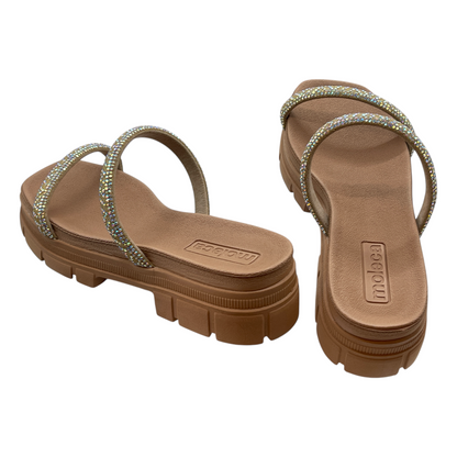 Chinelo Tamanco Flatform Strass Tratorado Moleca 5501.103.28260