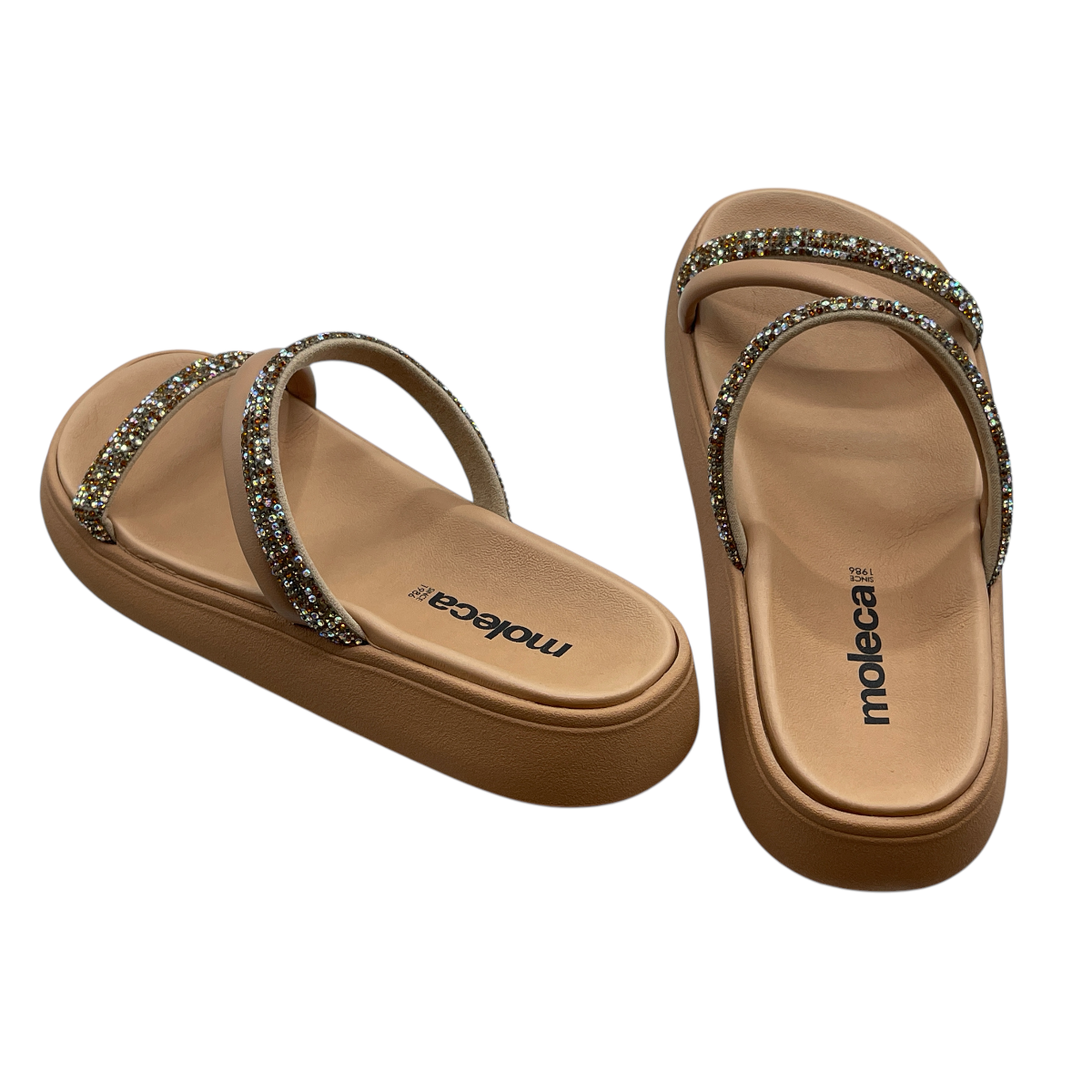 Chinelo Slide Rasteira Tiras Strass Moleca 5469.121.25420