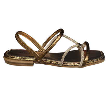 Sandália Feminina Rasteirinha Strass Metalizada Mississipi MC791