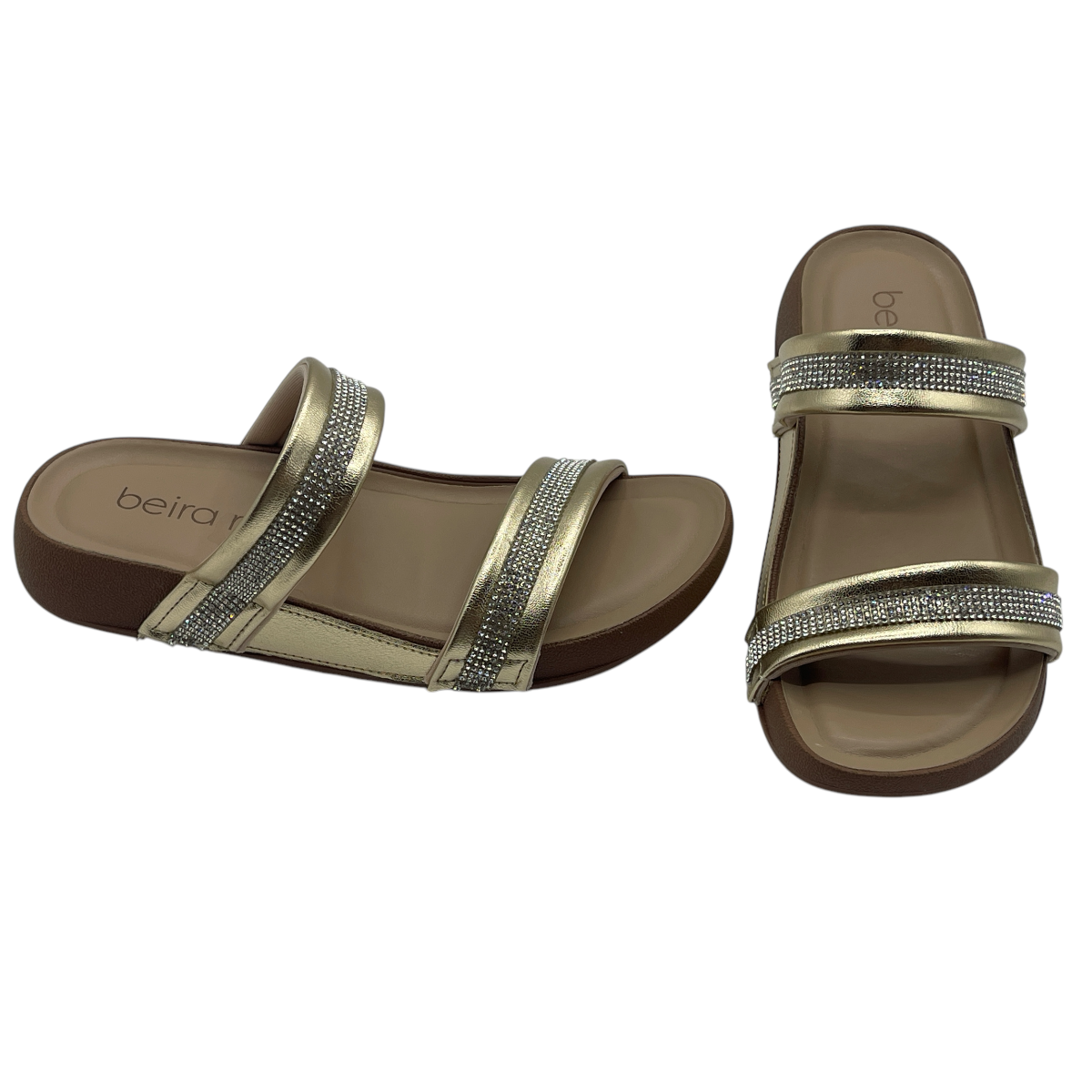 Sandália Feminina Slide Tiras Strass Conforto Beira Rio 8542.100