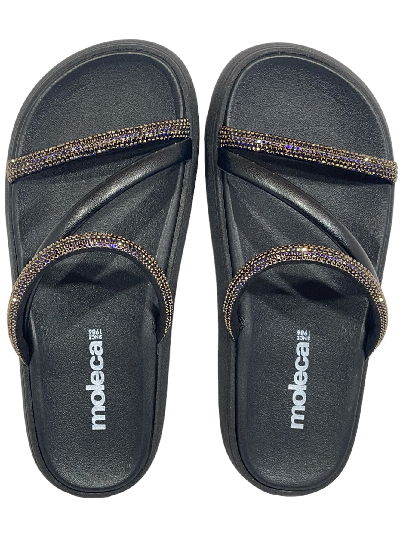 Sandália Rasteira Tira Pronta Veneza Strass Moleca 5469.121.28041