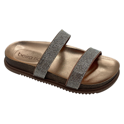 Sandália Rasteira Slide Strass Metalizado Beira Rio 8523.106.18962