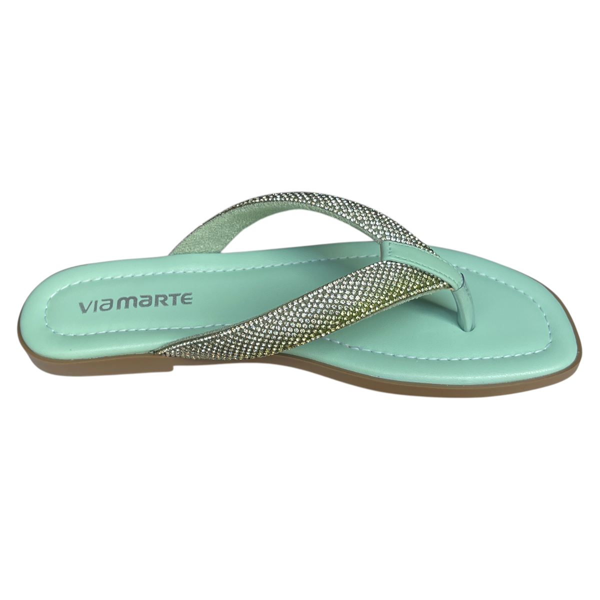 Chinelo Feminino Rasteirinha Dedo Strass Via Marte 173-018-01