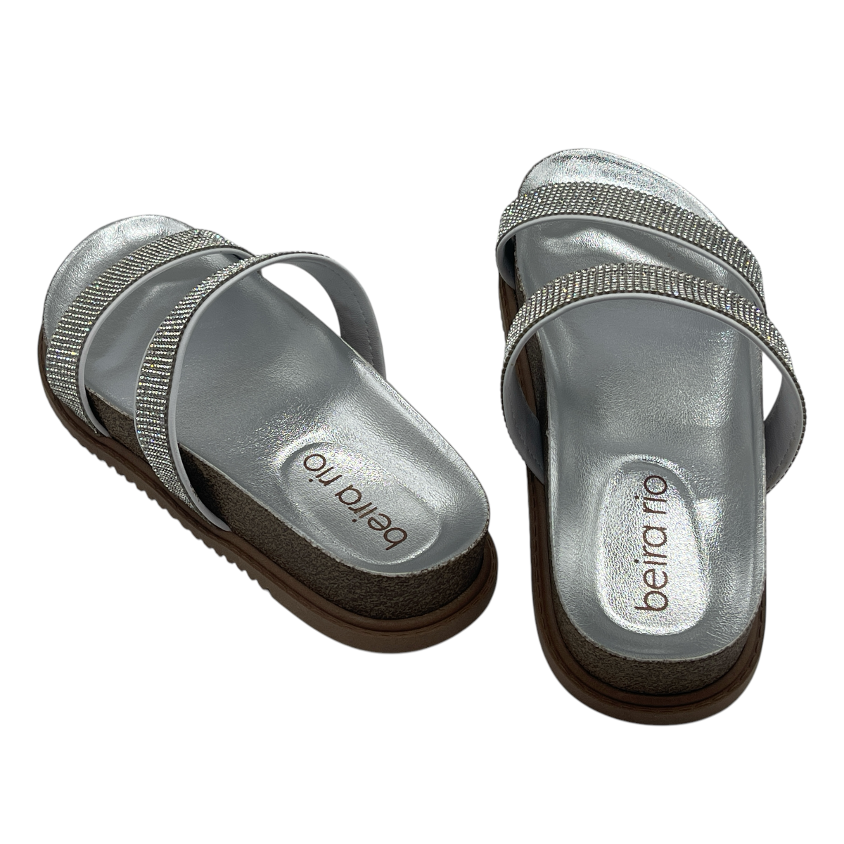 Sandália Rasteira Slide Strass Metalizado Beira Rio 8523.106.18962