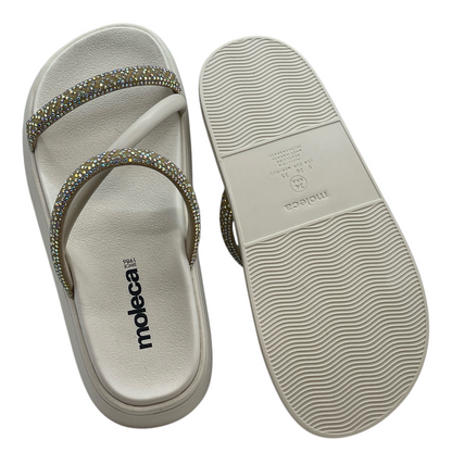 Sandalia Feminina Flatform Brilho Strass Tira Moleca 5469.121.28277