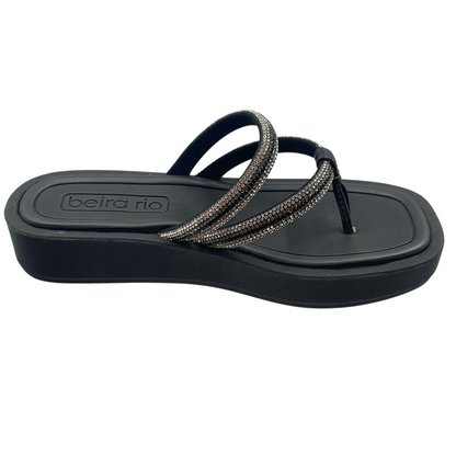 Tamanco Feminino Plataforma Dedo Tiras Strass Beira Rio 8487.208