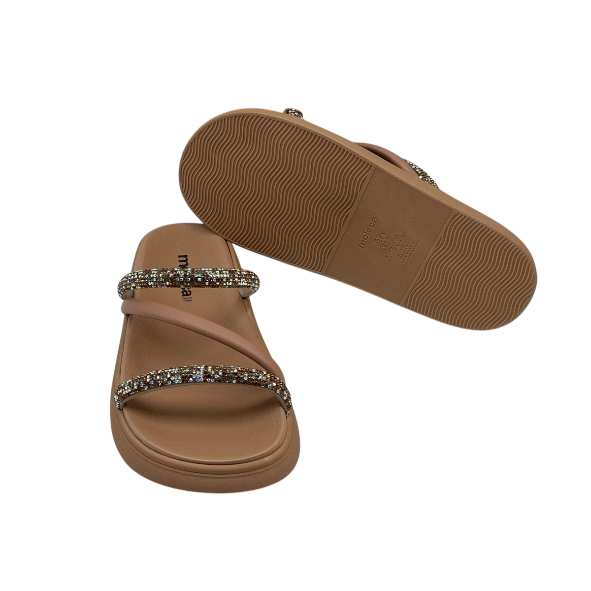 Chinelo Slide Rasteira Tiras Strass Moleca 5469.121.25420