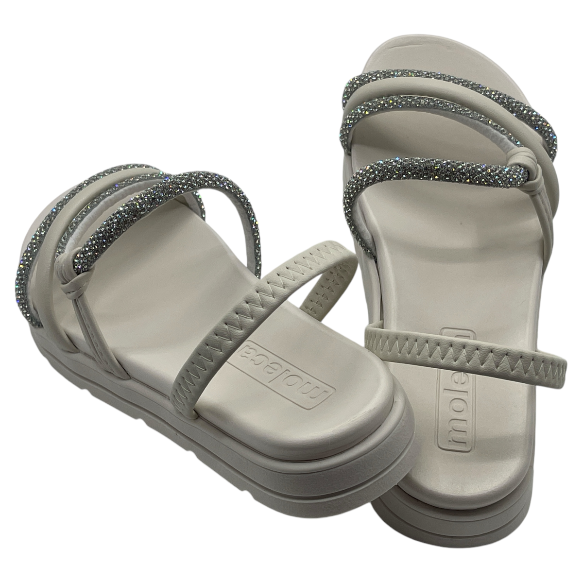 Sandália Feminina Papete Flatform Strass Moleca 5490.113