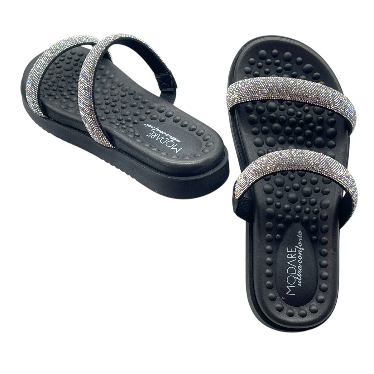 Sandália Rasteira Slide Strass Massageadores Modare 7178.116