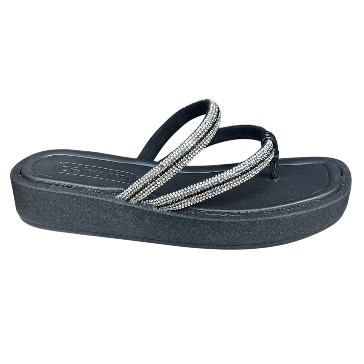 Tamanco Feminino Plataforma Dedo Tiras Strass Beira Rio 8487.208