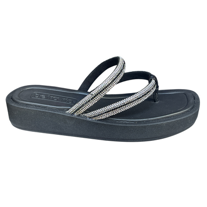 Tamanco Feminino Plataforma Dedo Tiras Strass Beira Rio 8487.208