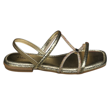 Sandália Feminina Rasteirinha Strass Metalizada Mississipi MC791