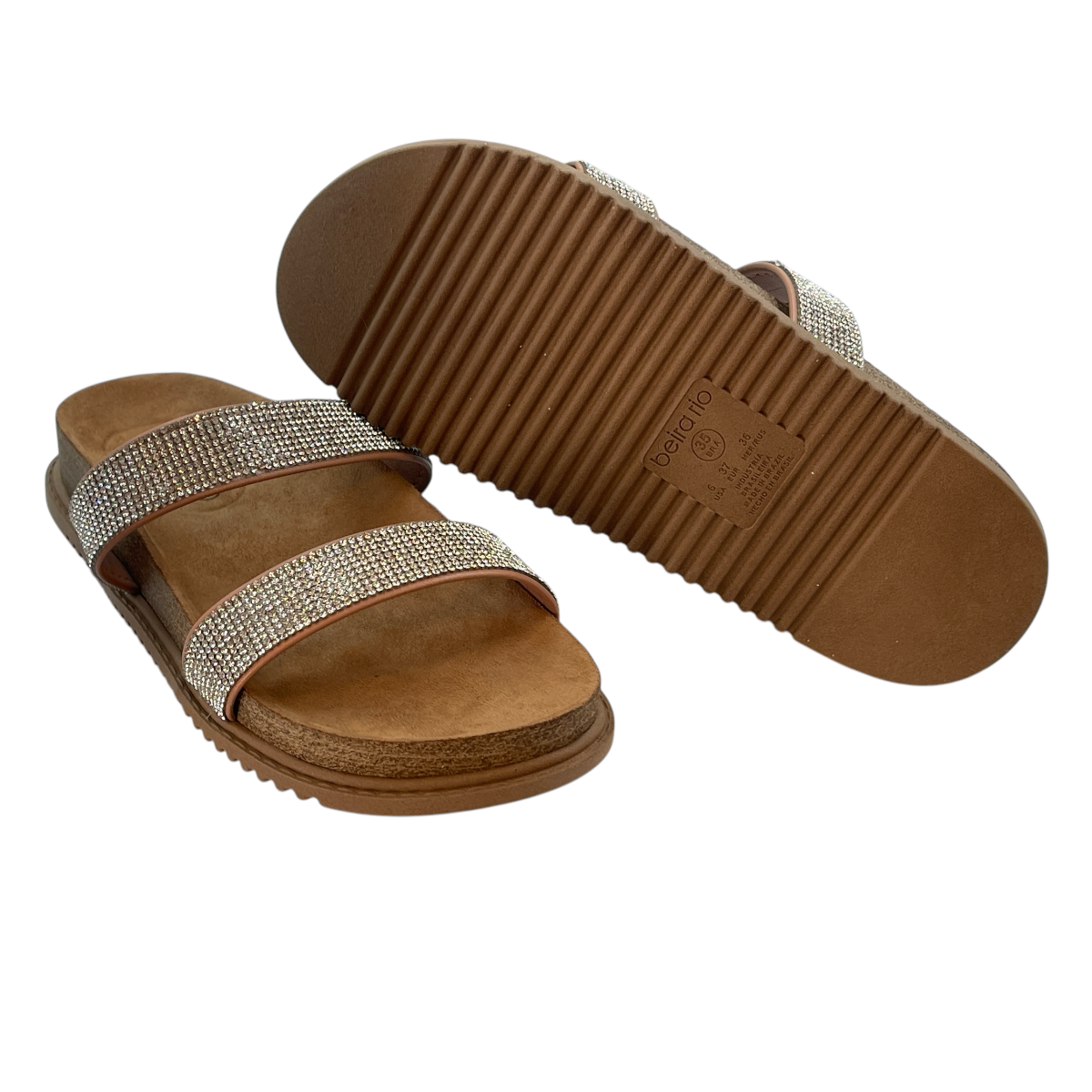 Sandália Feminina Rasteira Slide Strass Beira Rio 8523.106.27881