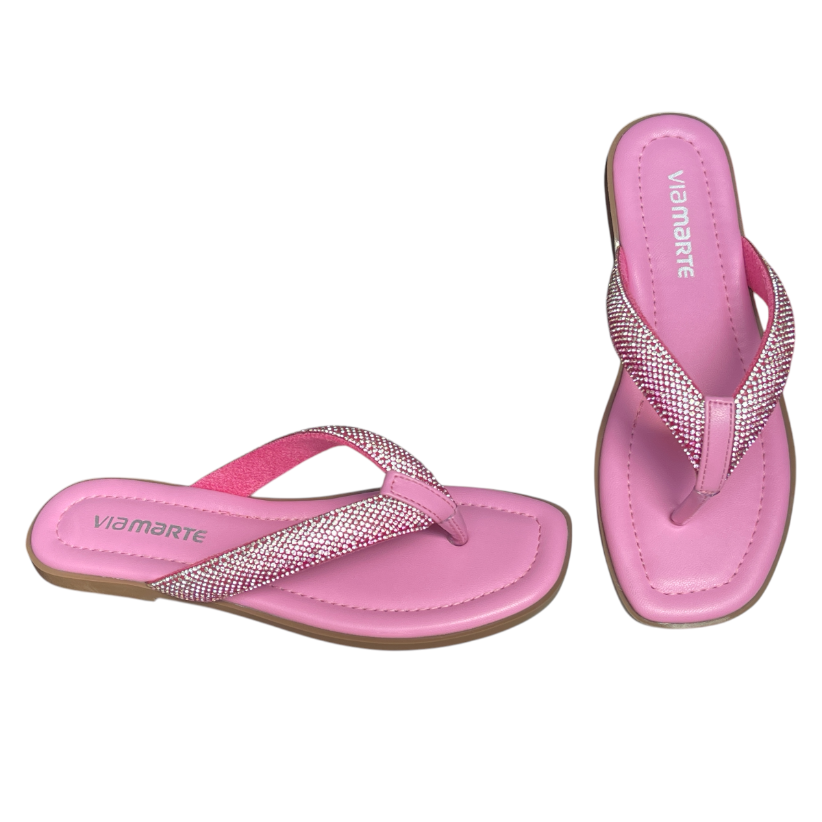 Chinelo Feminino Rasteirinha Dedo Strass Via Marte 173-018-01