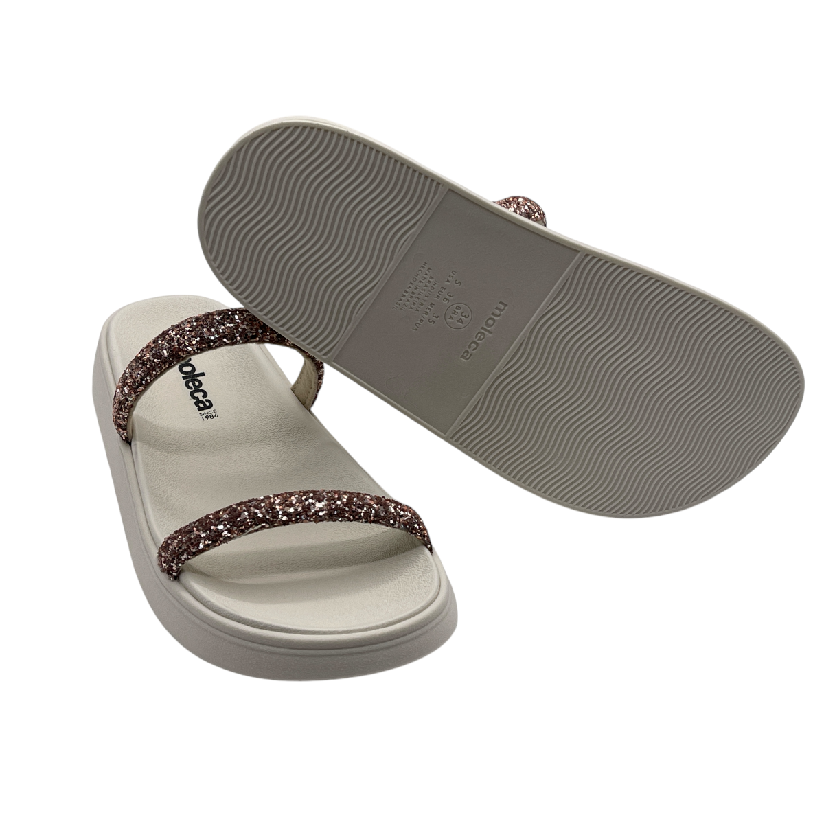 Chinelo Feminino Slide Tira Maxi Glitter Moleca 5507.100