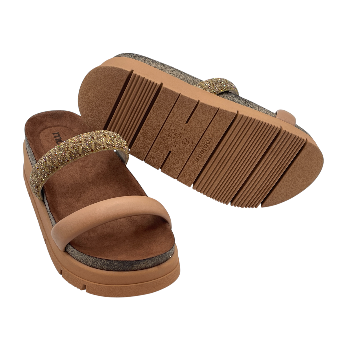 Chinelo Tamanco Slide Feminino Flatform Strass Moleca 5513.105