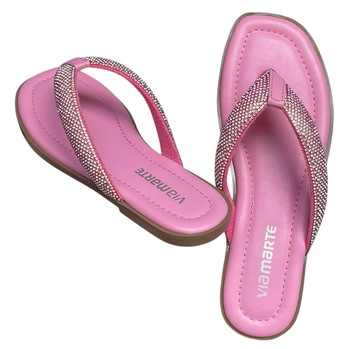 Chinelo Feminino Rasteirinha Dedo Strass Via Marte 173-018-01