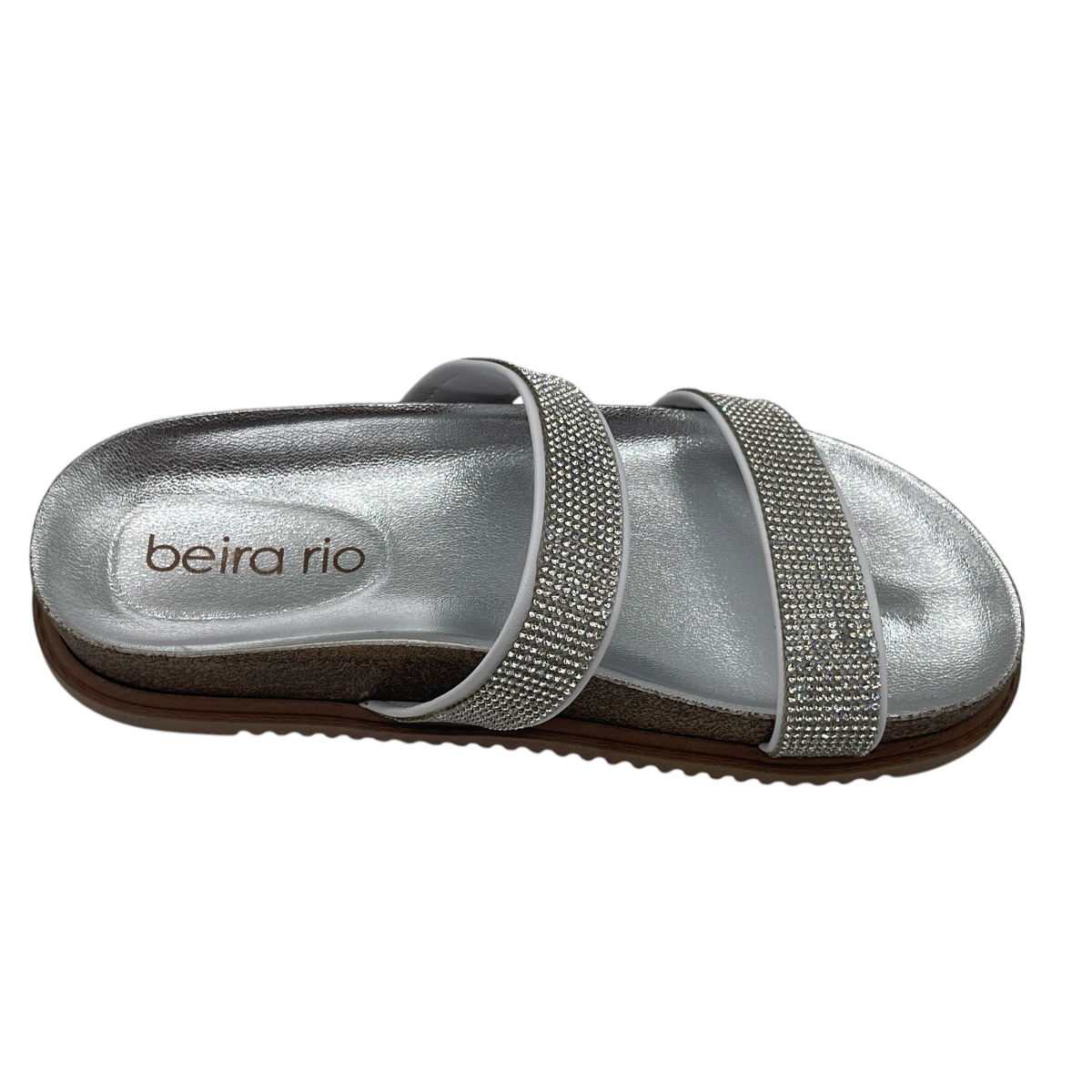 Sandália Rasteira Slide Strass Metalizado Beira Rio 8523.106.18962