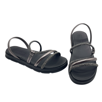 Sandália Feminina Papete Flatform Strass Moleca 5490.113