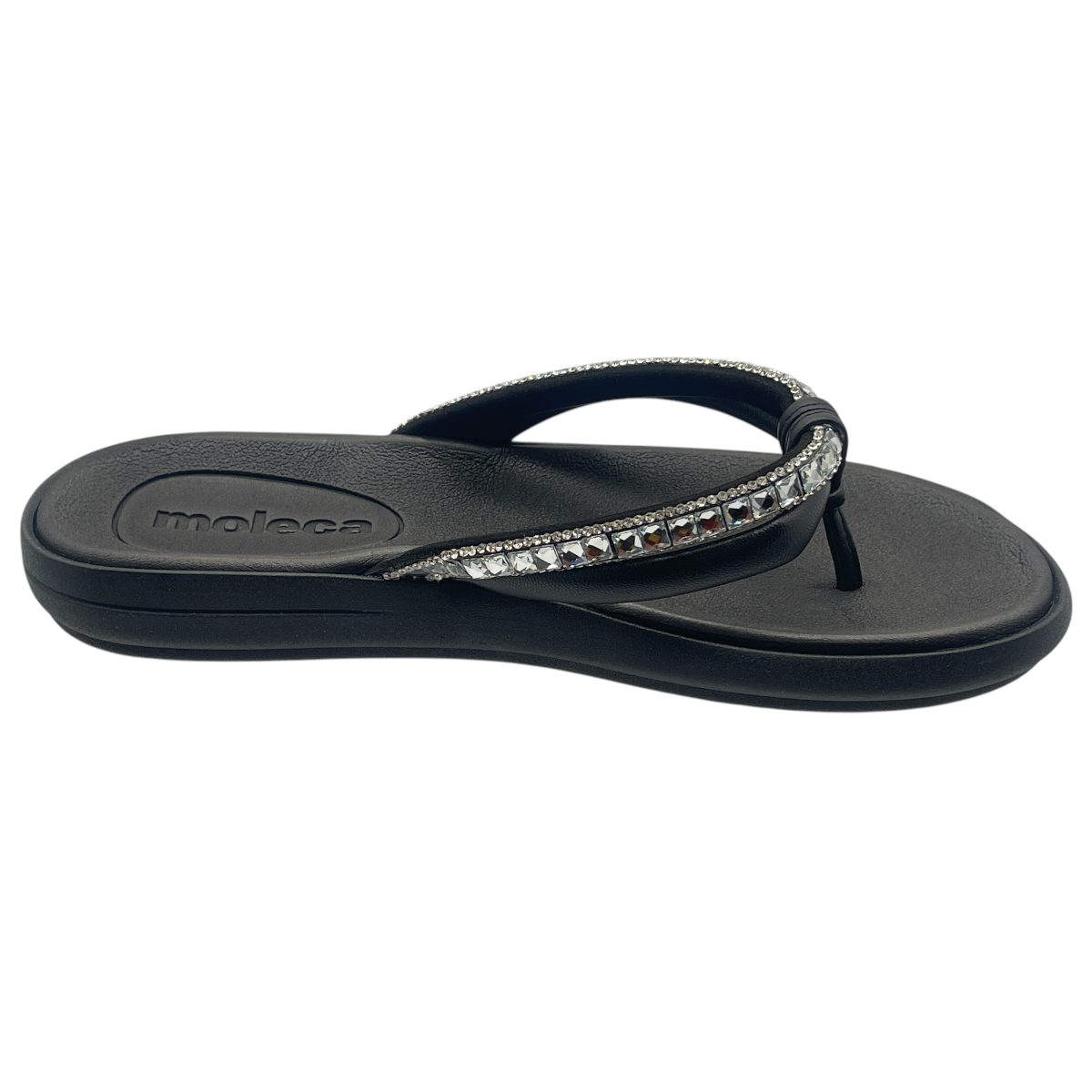Chinelo Tamanco Feminino Dedo Pedras Strass Moleca 5525.102