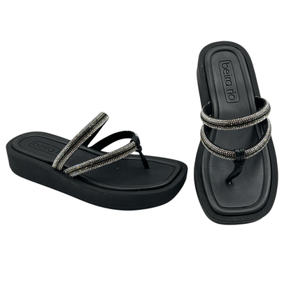 Tamanco Feminino Plataforma Dedo Tiras Strass Beira Rio 8487.208