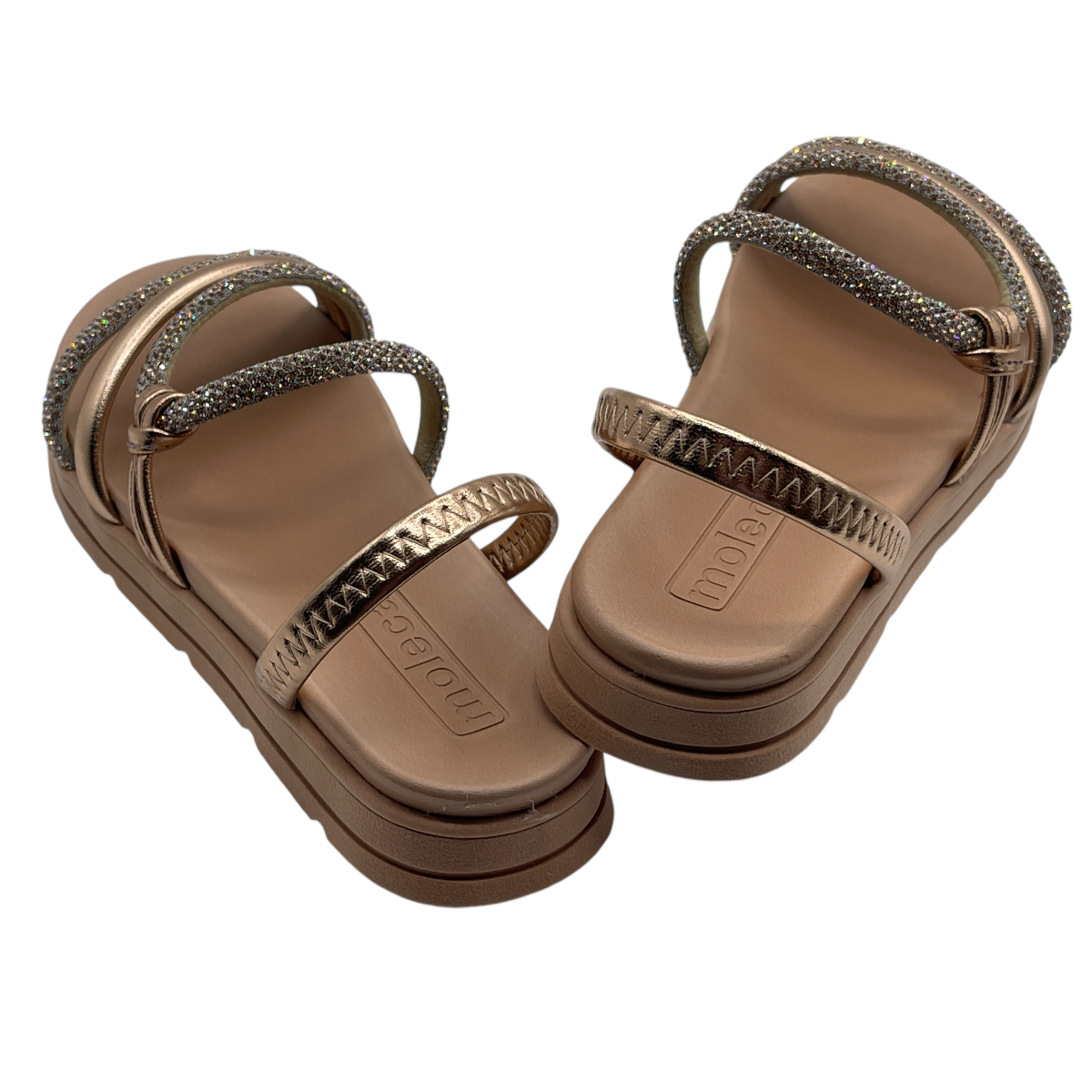 Sandália Feminina Papete Flatform Strass Moleca 5490.113