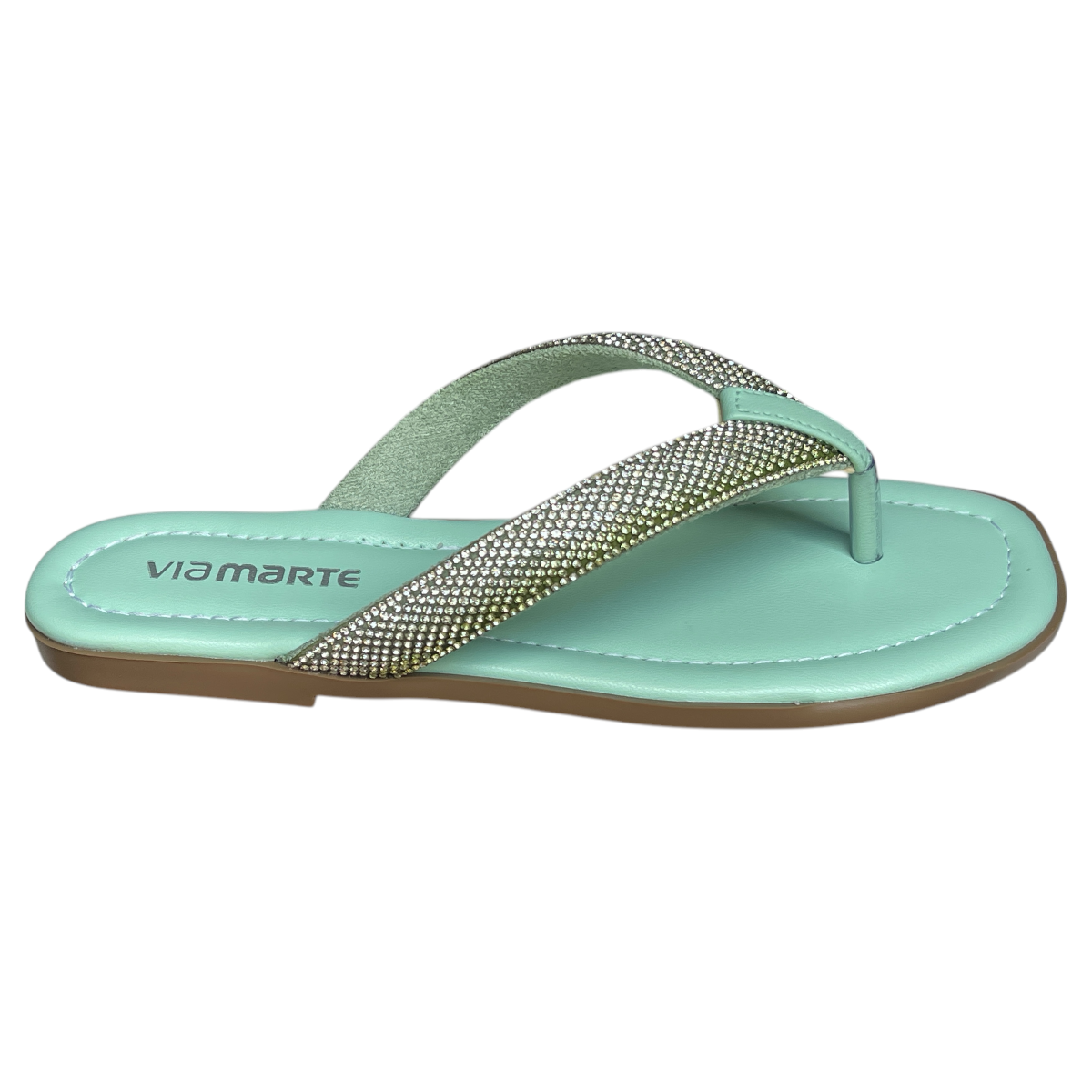 Chinelo Feminino Rasteirinha Dedo Strass Via Marte 173-018-01