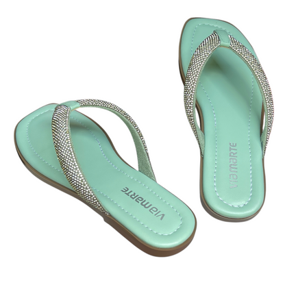 Chinelo Feminino Rasteirinha Dedo Strass Via Marte 173-018-01