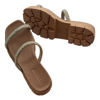 Chinelo Tamanco Flatform Strass Tratorado Moleca 5501.103.28260